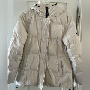 Sanctuary Women's Beige Hooded Puffer Jacket